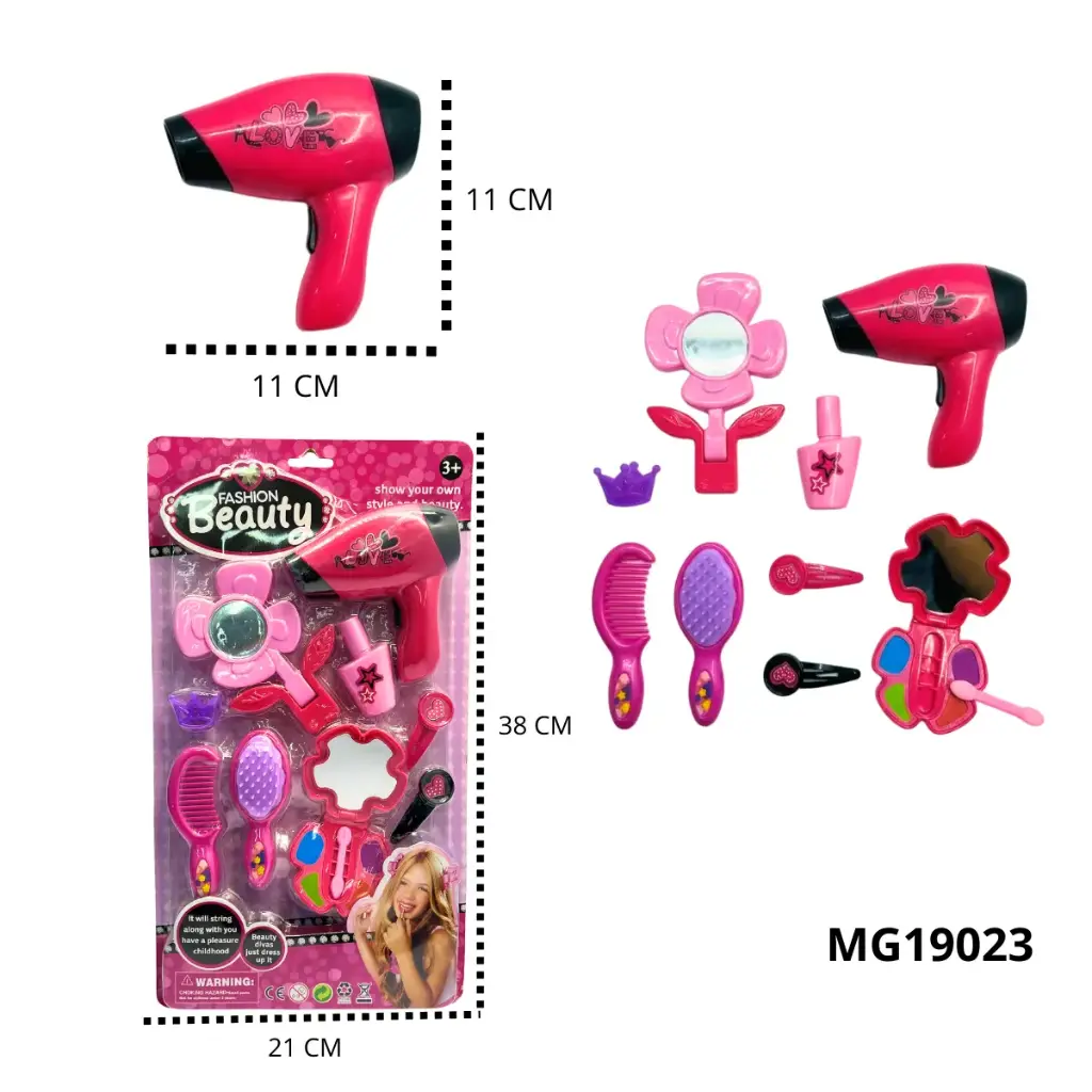 SET DE BELLEZA PARA NIÑAS CON SECADOR EN BLISTER MG19023