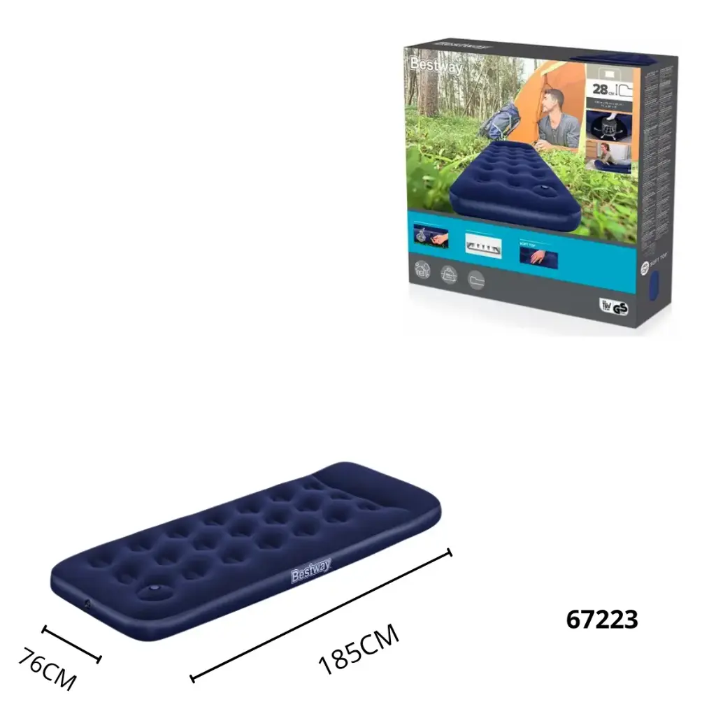 bestway 73 x 30 x 11/1.85m x 76cm x 28cm aeroluxe air mattress jr.twin built-in foot pump 6PCS 67223