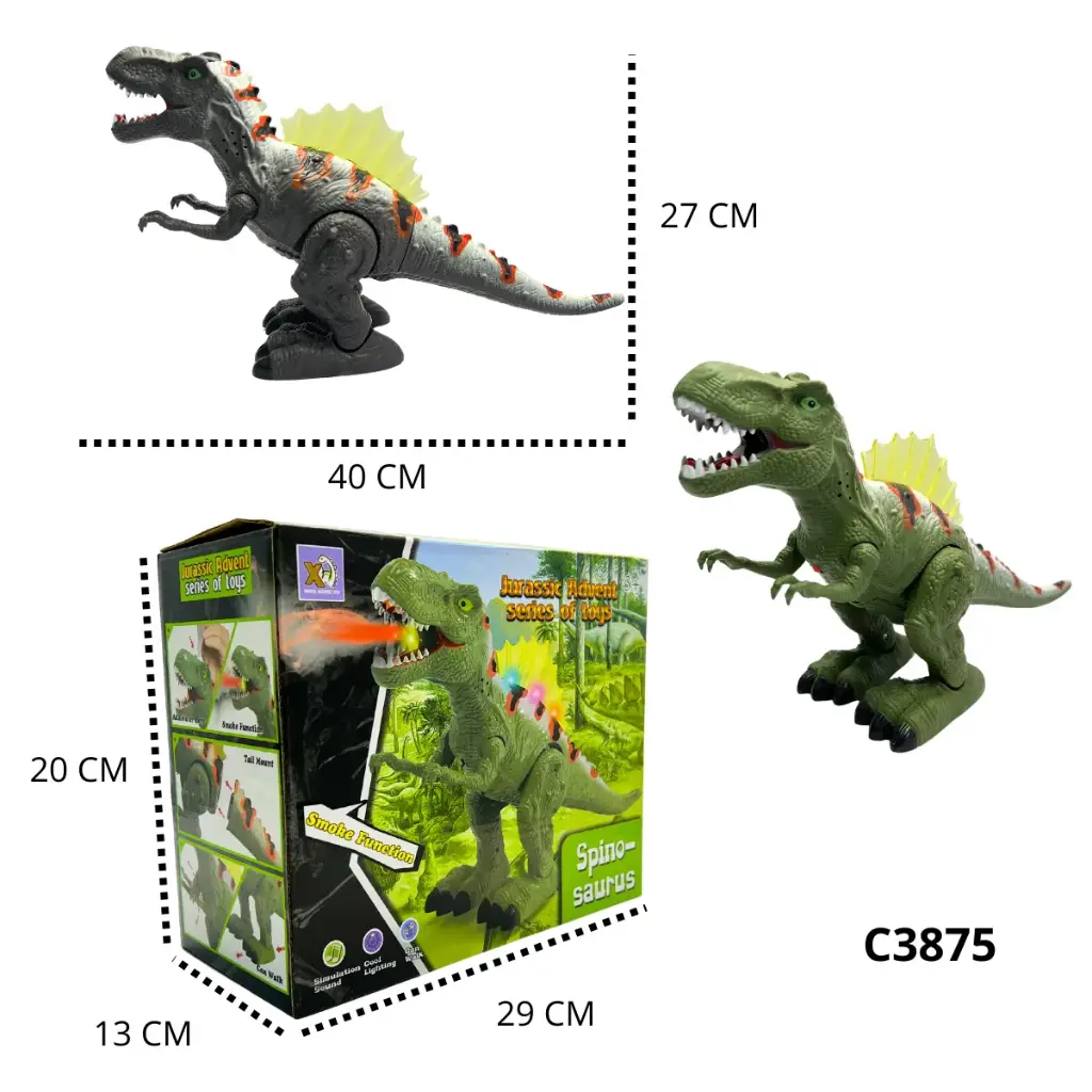 DINOSAURIO CAMINA CON HUMO LUZ Y SONIDO C3875