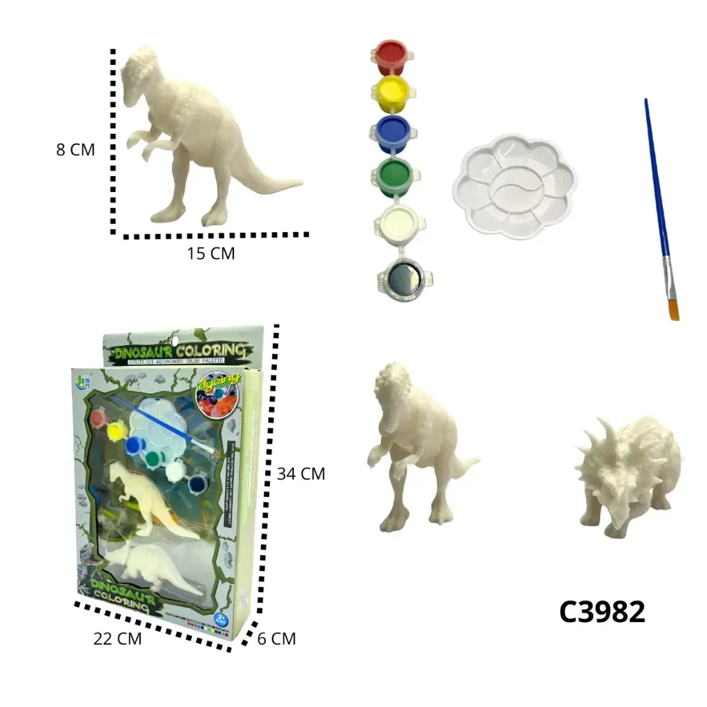 DIY painted dinosaurs in flat pk C3982