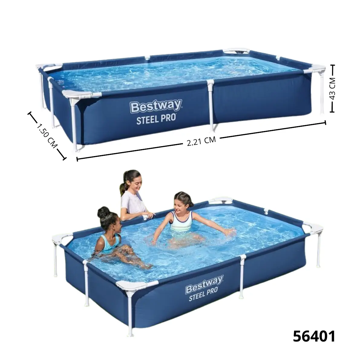 PISCINA ESTRUCTURAL RECTANGULAR BESTWAY 56401