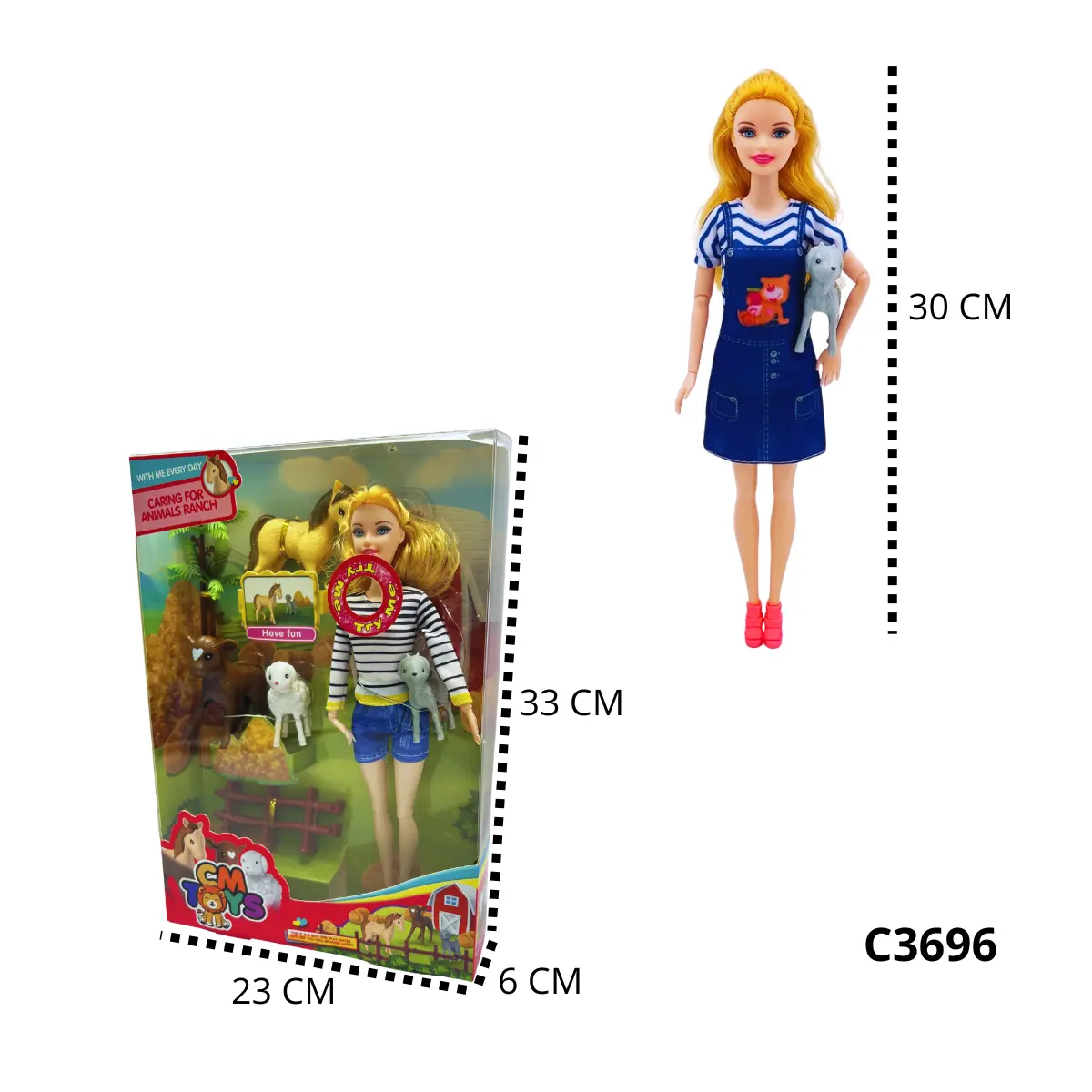 MUÑECA CON MASCOTAS Y ACCESORIOS C3696