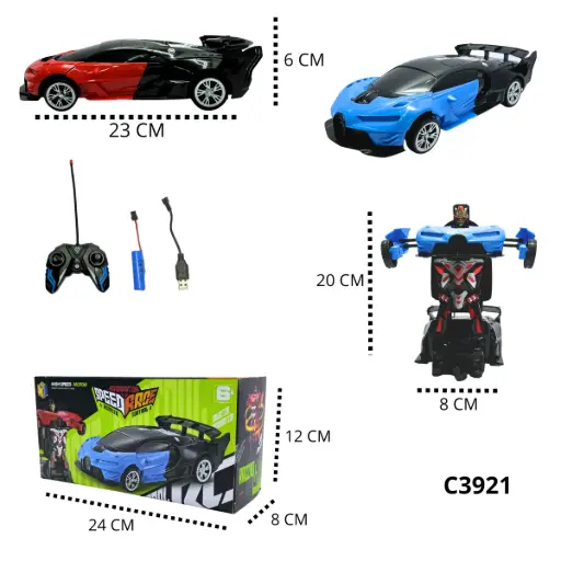 C3921 CARRO TRANSFORMER A CONTROL REMOTO RECARGABLES C3921