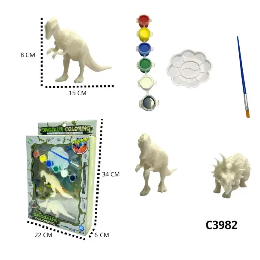C3982 DIY painted dinosaurs in flat pk C3982