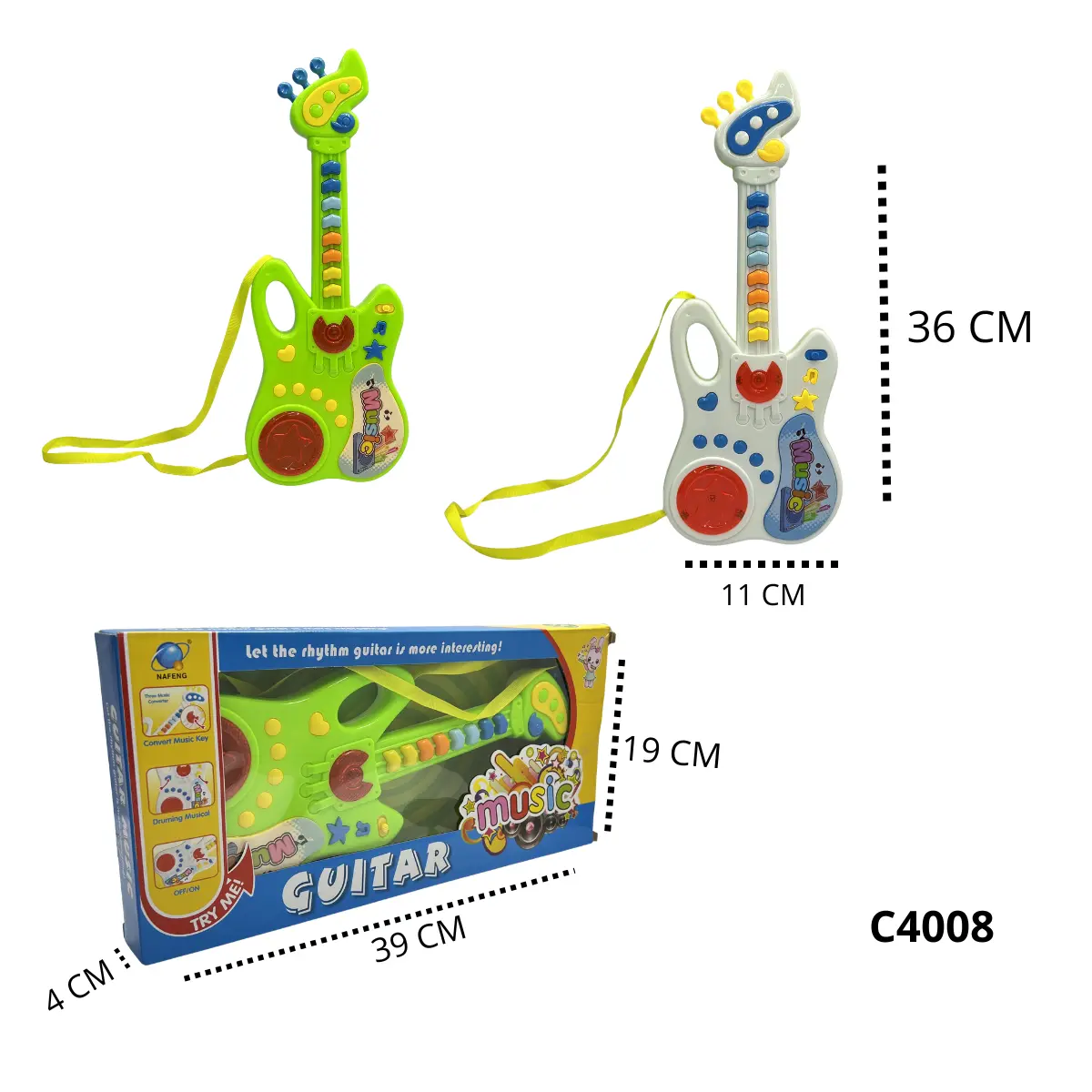 GUITARRA DIDÁCTICA CON LUZ Y SONIDO PARA NIÑA Y NINO C4008